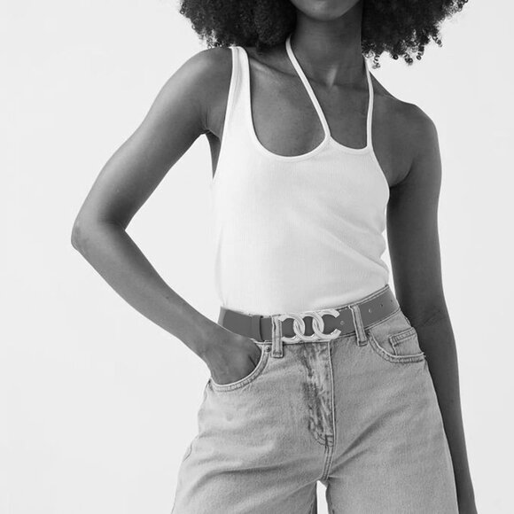 Women Belt for Jeans Dress Cinch Waist Belt for Ladies Faux Leather Belt with Go - Picture 3 of 6